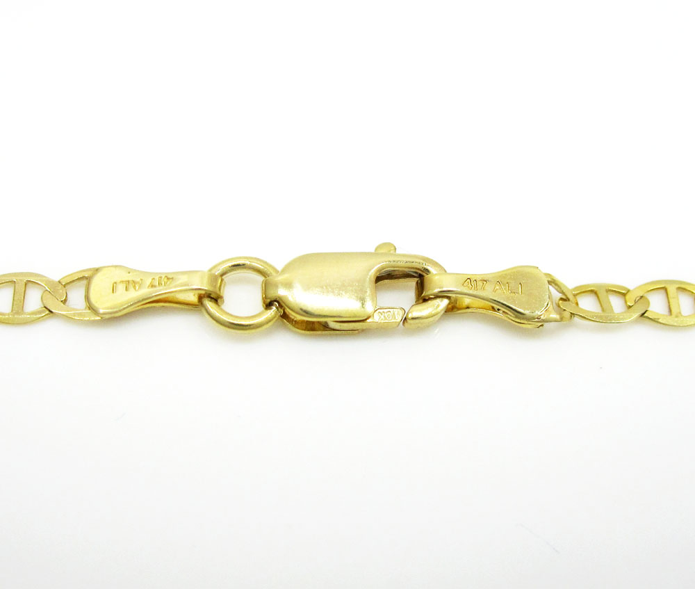 10k yellow gold solid mariner link chain 16-24 inch 2.5mm - Image 3
