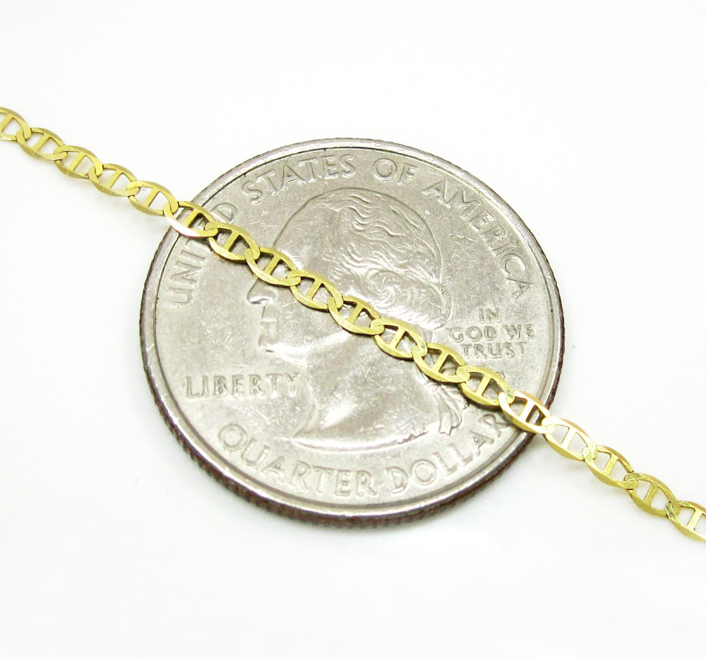 10k yellow gold solid skinny mariner link chain 18-24 inch 2mm