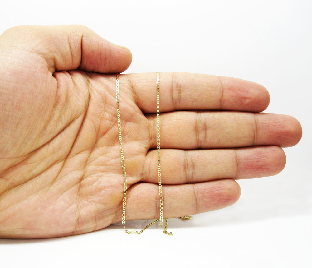 10k yellow gold solid skinny mariner link chain 18-24 inch 2mm - Image 3