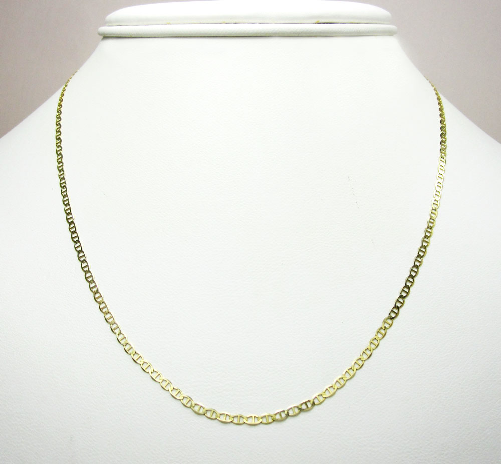 10k yellow gold solid skinny mariner link chain 18-24 inch 2mm - Image 4