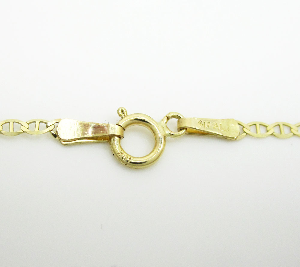 10k yellow gold solid skinny mariner link chain 18-24 inch 2mm