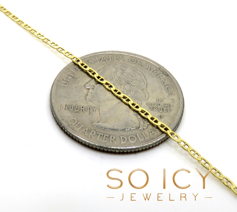 10k yellow gold solid mariner link chain 16-20 inch 1.5mm