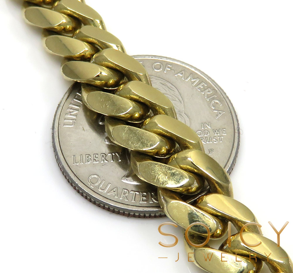 10k yellow gold thick miami chain 20-32 inch 9.20mm