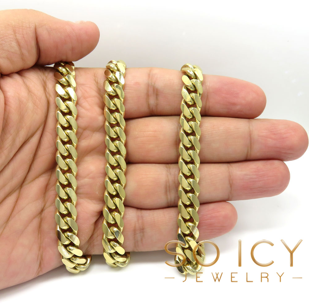 10k yellow gold thick miami chain 20-32 inch 9.20mm