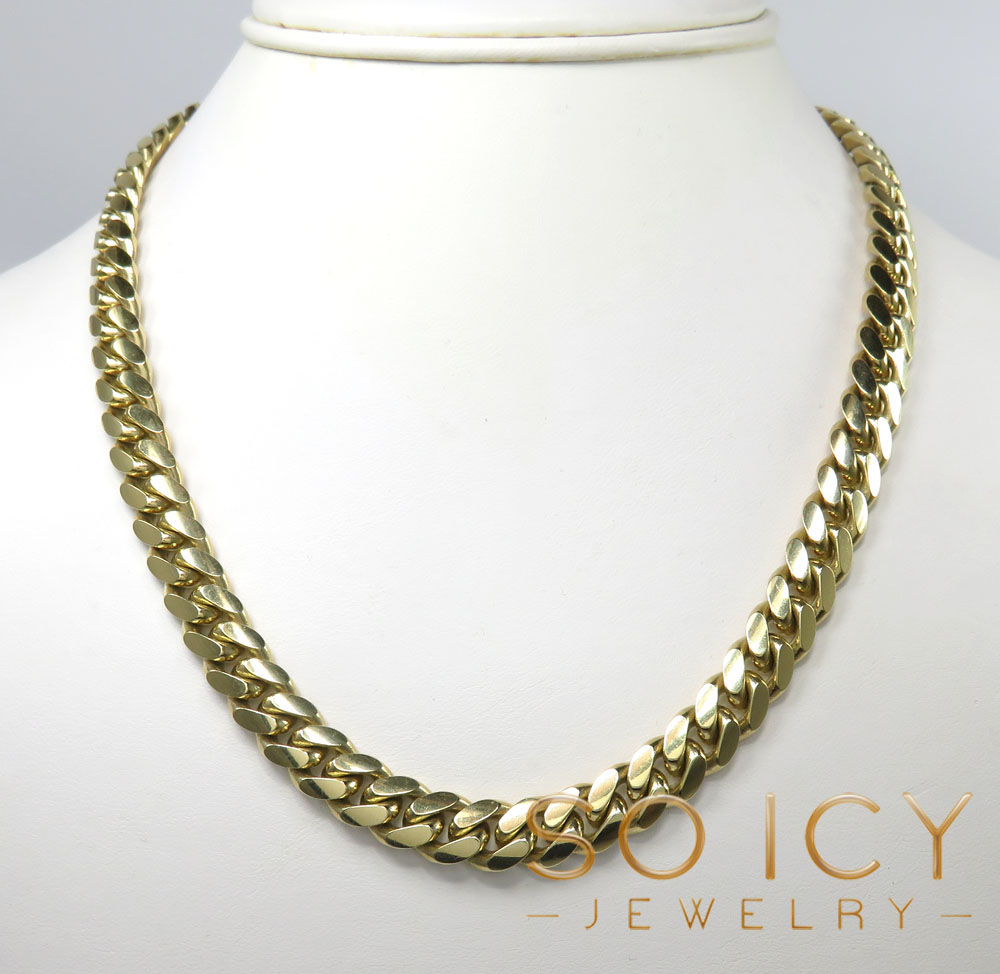 10k yellow gold thick miami chain 20-32 inch 9.20mm