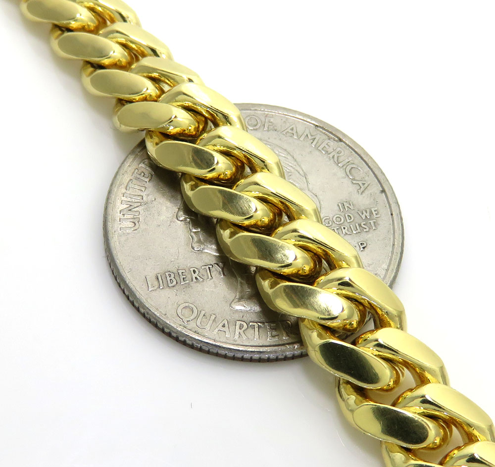 10k yellow gold thick miami bracelet 8.50