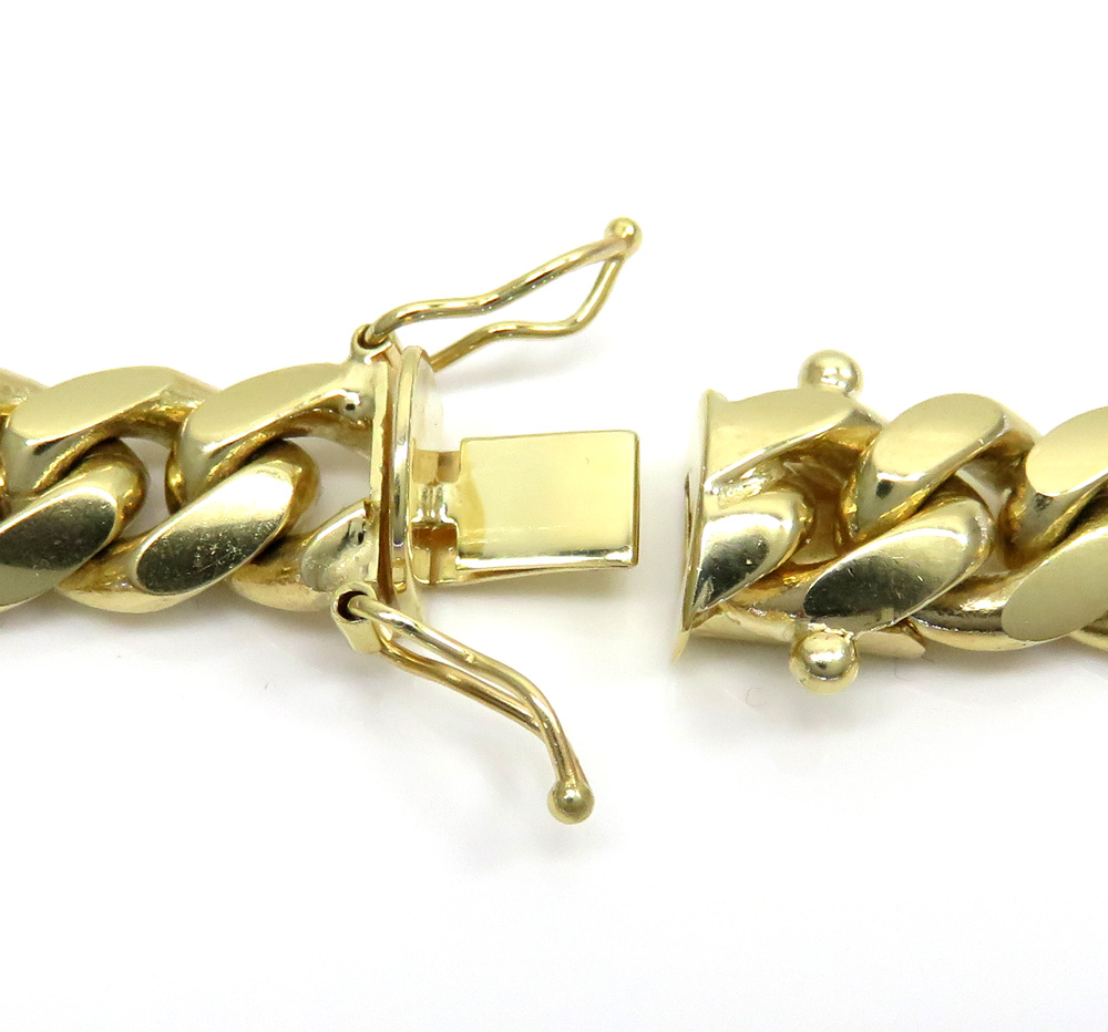 10k yellow gold thick miami bracelet 8.50