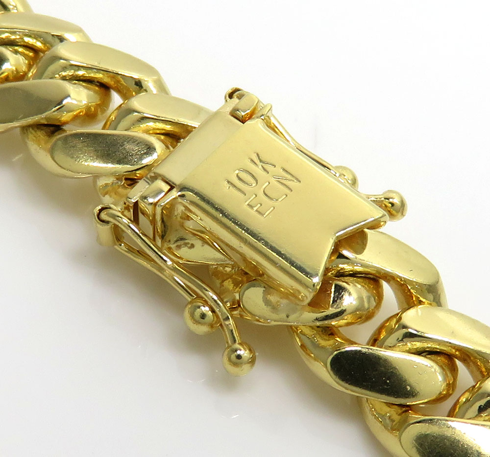 10k yellow gold thick miami bracelet 8.50
