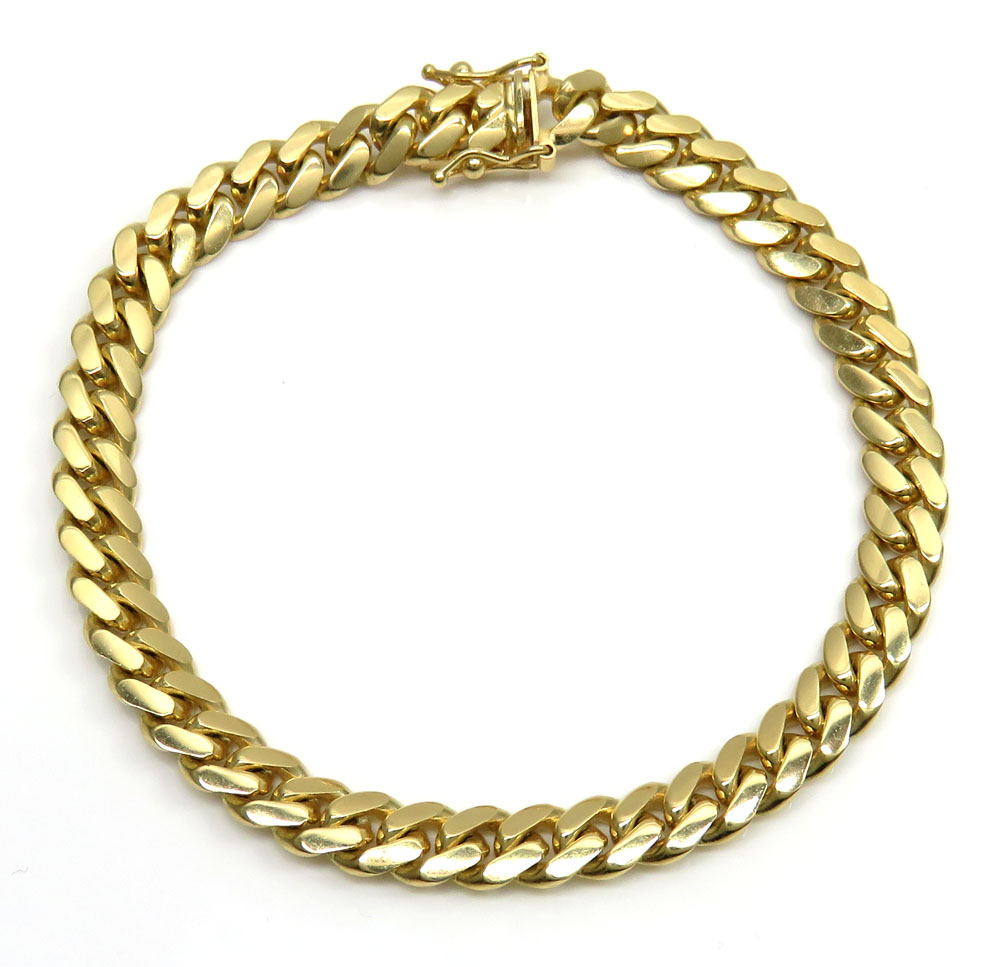 10k yellow gold thick miami solid bracelet 8.50 inch 7mm