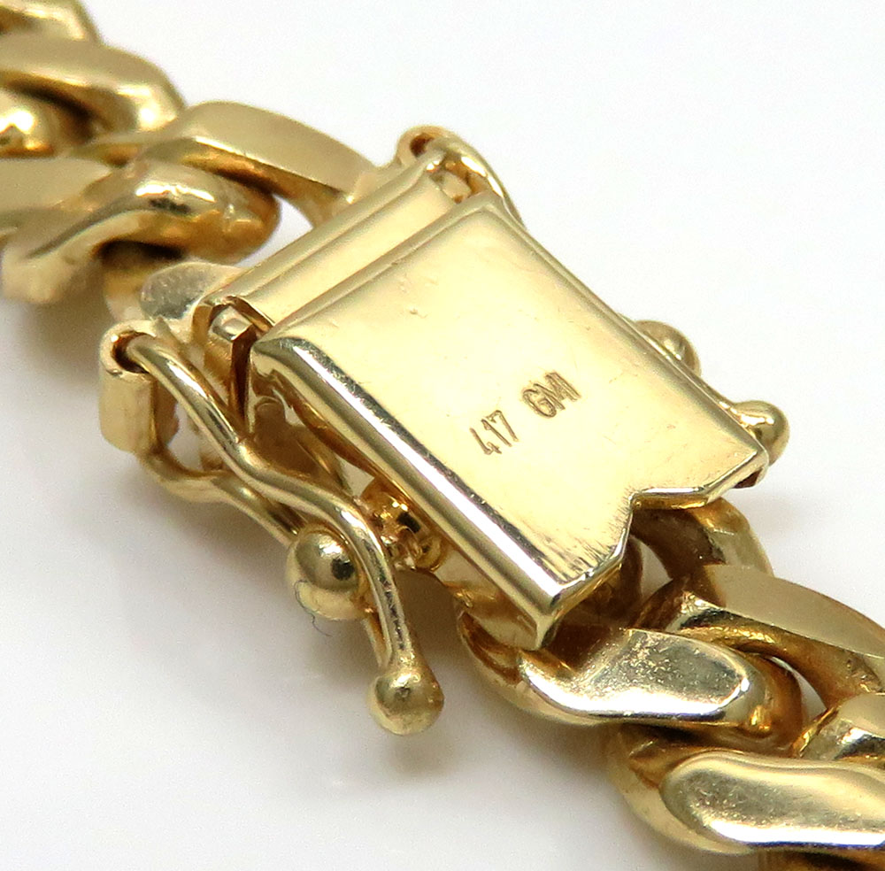 10k yellow gold thick miami solid bracelet 8.50 inch 7mm