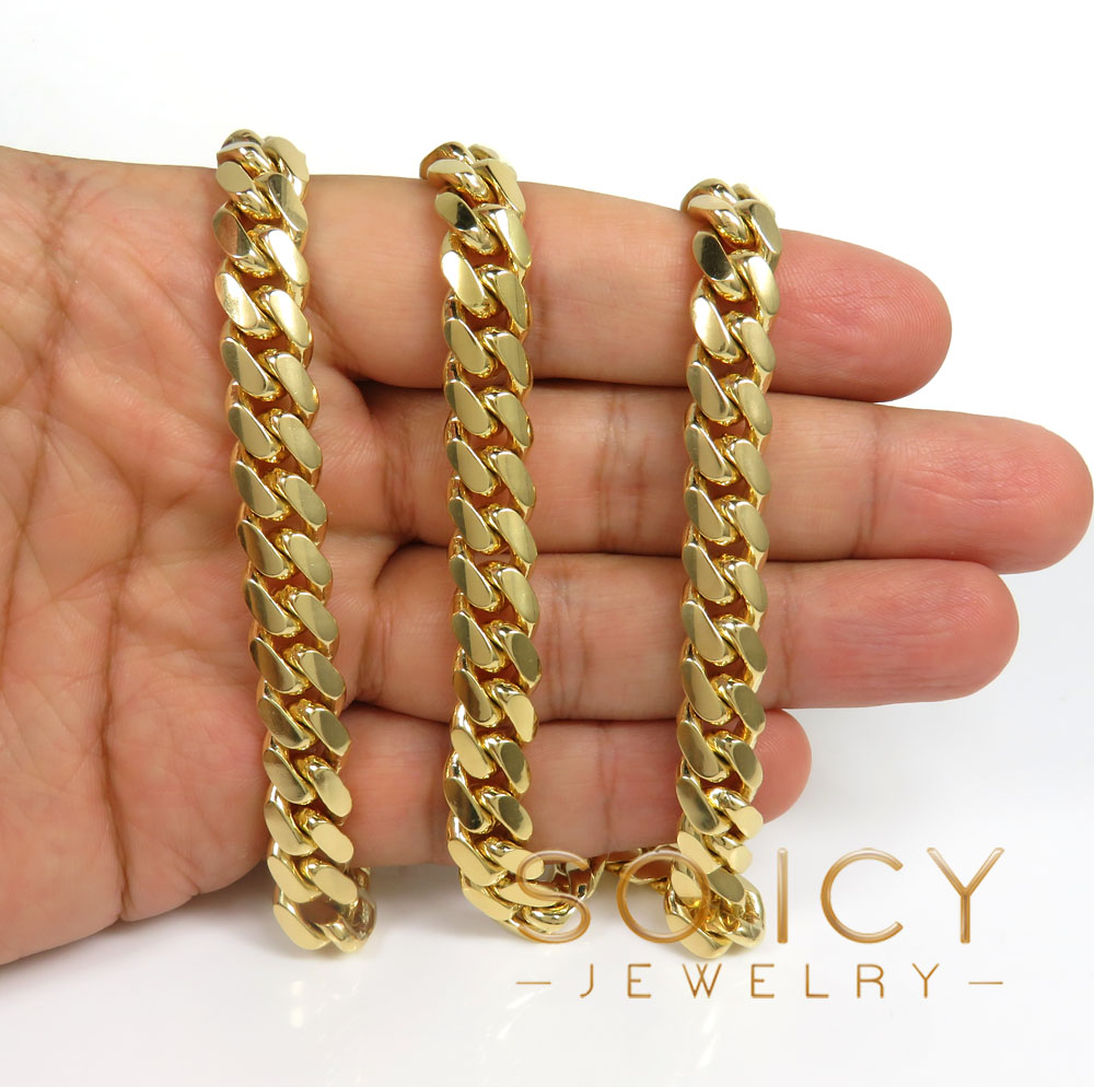 10k yellow gold thick miami chain 20-34 inch 10mm