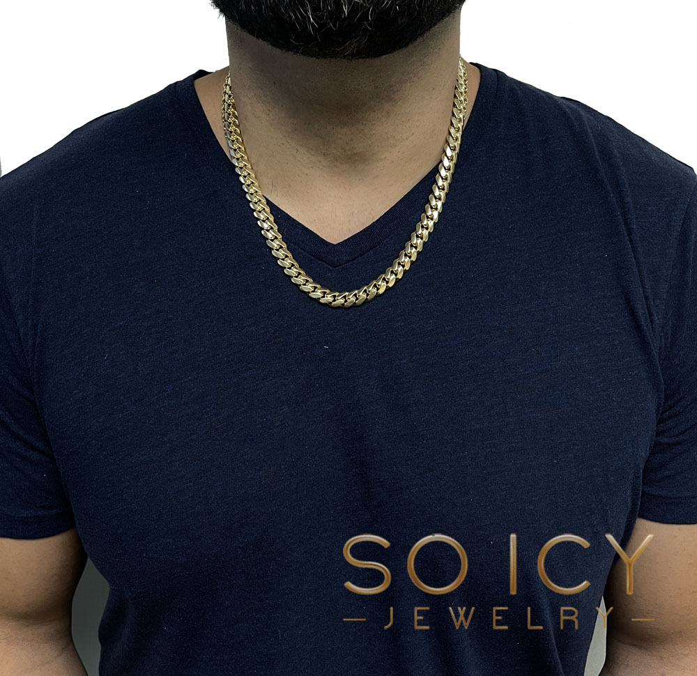 10k yellow gold thick miami chain 20-30 inch 10mm