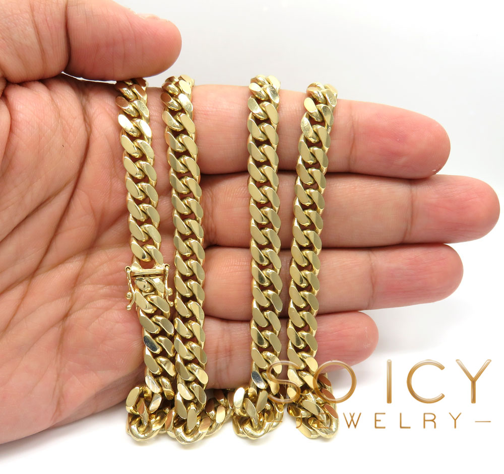 10k yellow gold thick miami chain 20-32 inch 8.2mm