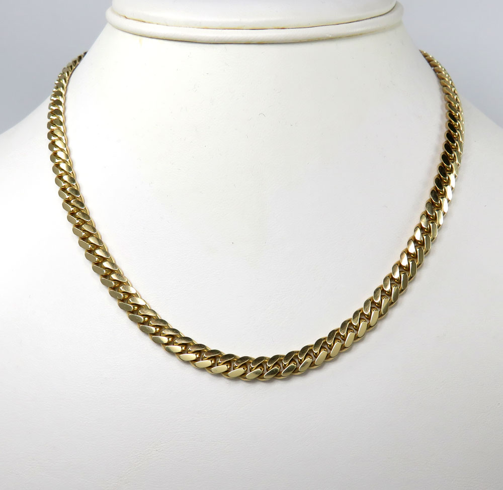 10k yellow gold thick miami chain 20-32 inch 6mm