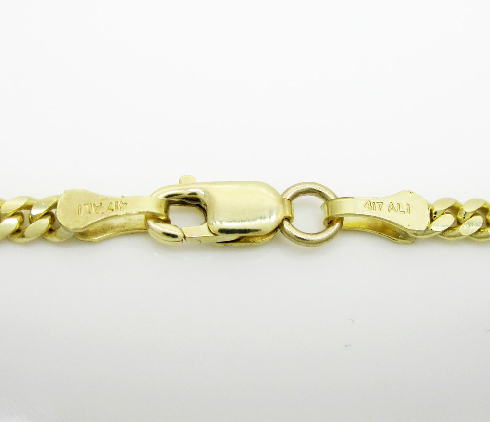 10k yellow gold solid skinny miami chain 16-30