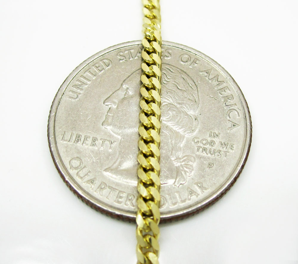 10k yellow gold solid skinny miami chain 16-30