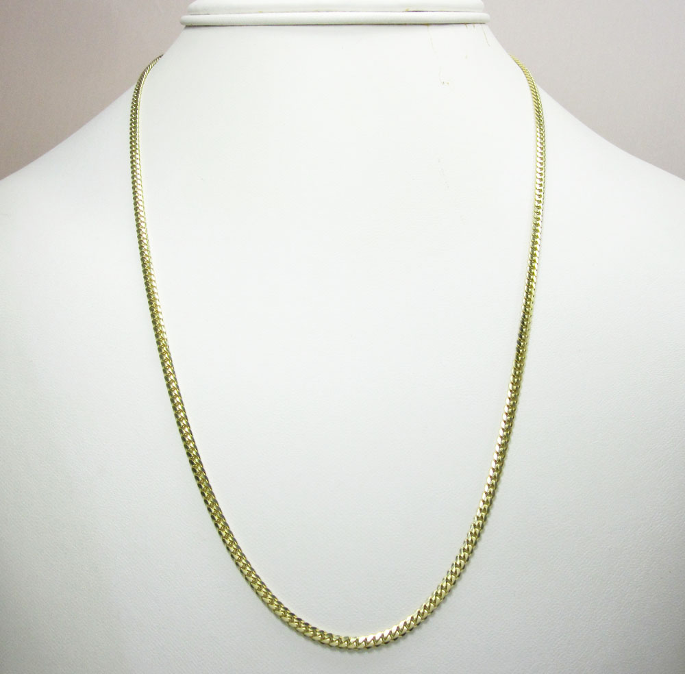 10k yellow gold solid skinny miami chain 16-30