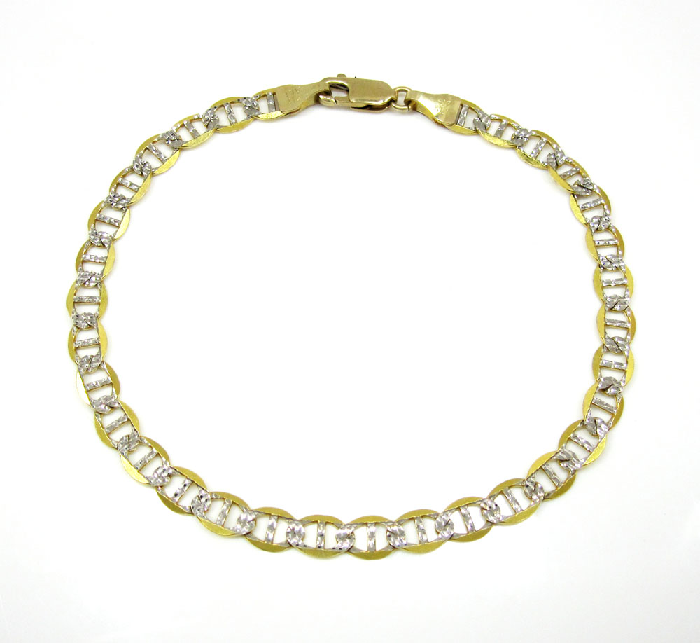 10k yellow gold solid diamond cut mariner bracelet 8.50 inch 5mm