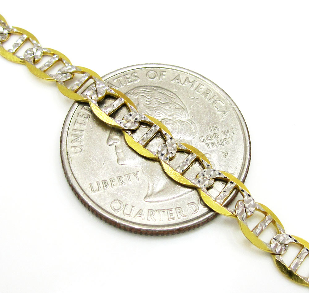 10k yellow gold solid diamond cut mariner bracelet 8.50 inch 5mm