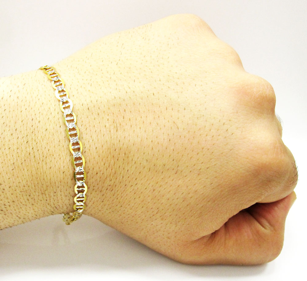10k yellow gold solid diamond cut mariner bracelet 8.50 inch 5mm - Image 4