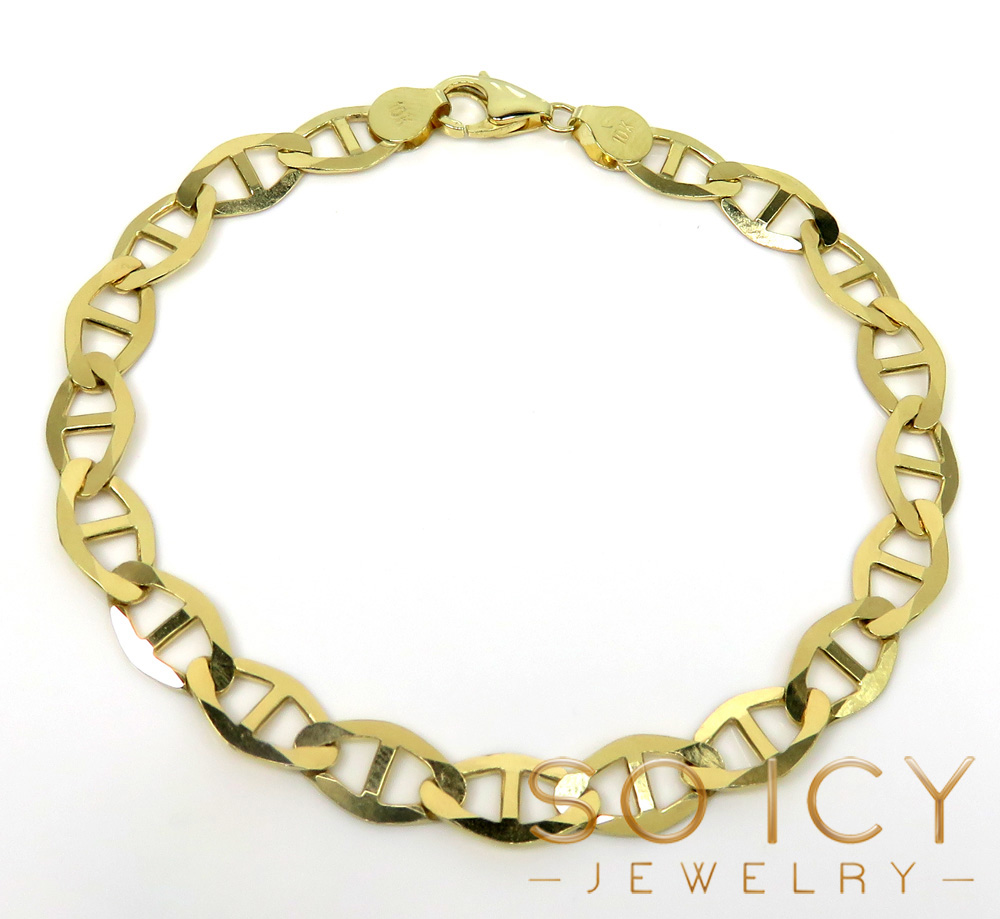 10k yellow gold solid mariner bracelet 8.50 inch 7.5mm