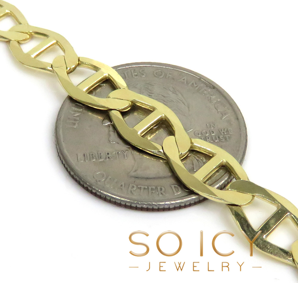 10k yellow gold solid mariner bracelet 8.50 inch 7.5mm - Image 3