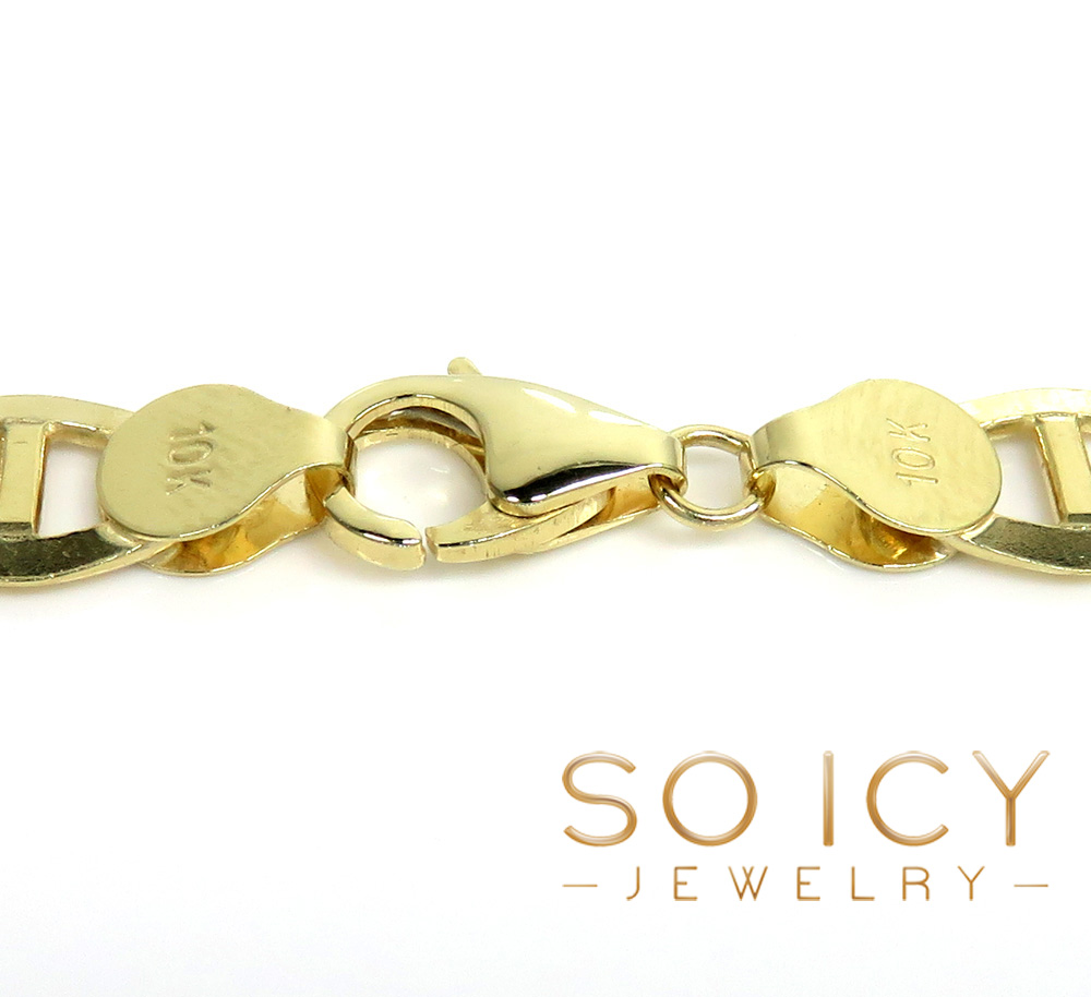 10k yellow gold solid mariner bracelet 8.50 inch 7.5mm