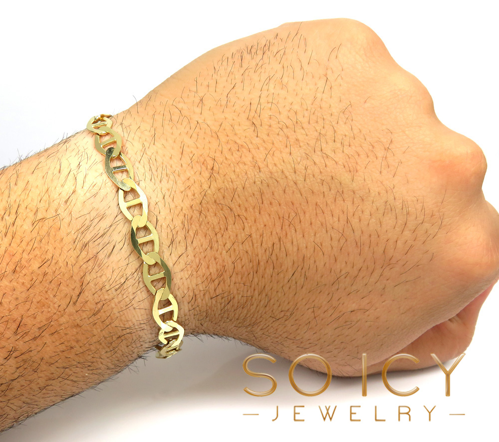 10k yellow gold solid mariner bracelet 8.50 inch 7.5mm