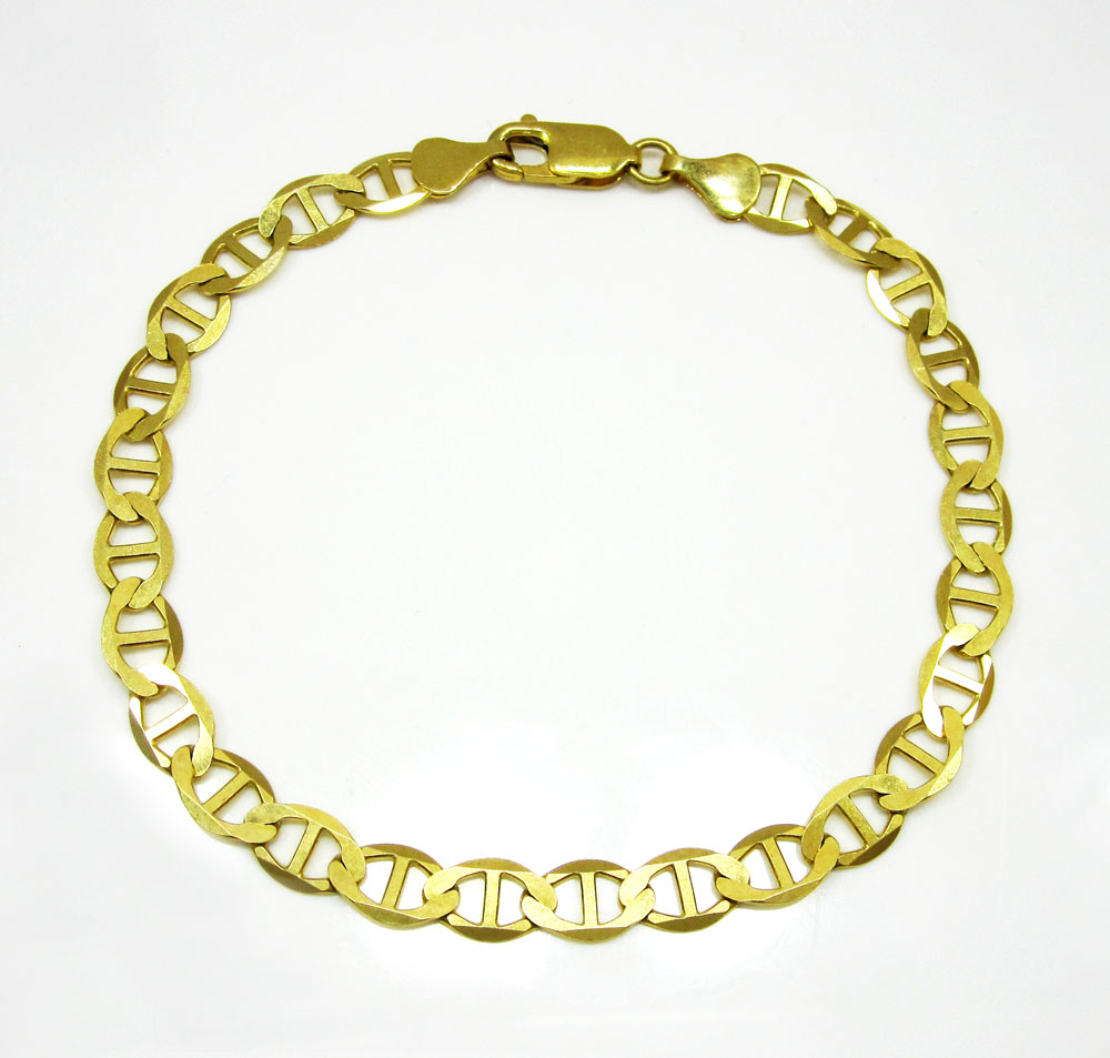 10k yellow gold solid mariner bracelet 8.75 inch 6mm