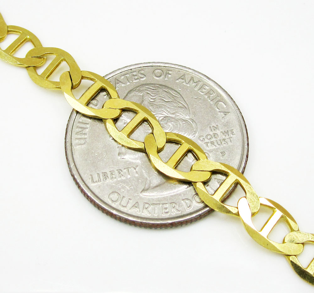 10k yellow gold solid mariner bracelet 8.75 inch 6mm