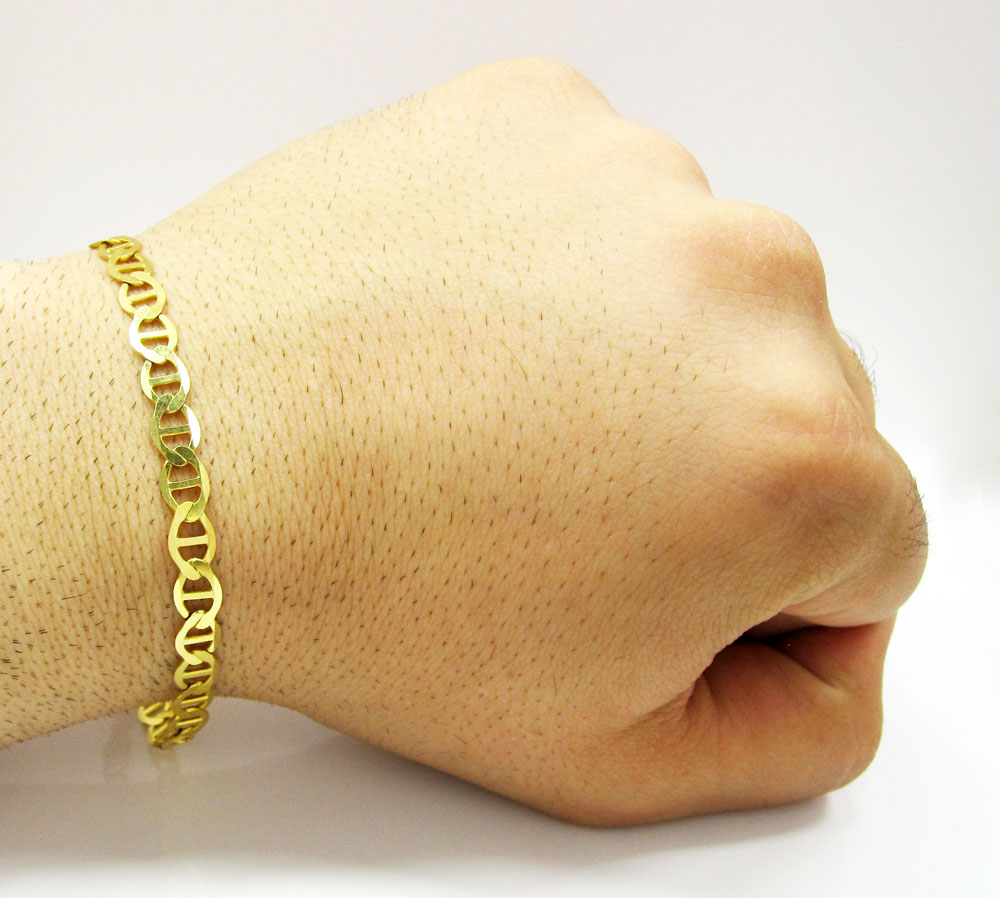 10k yellow gold solid mariner bracelet 8.75 inch 6mm - Image 4