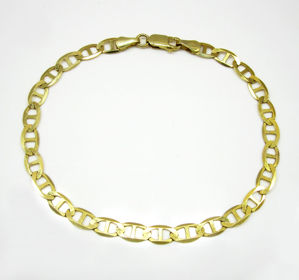 10k yellow gold solid mariner bracelet 8 inch 5.2mm - Image 2