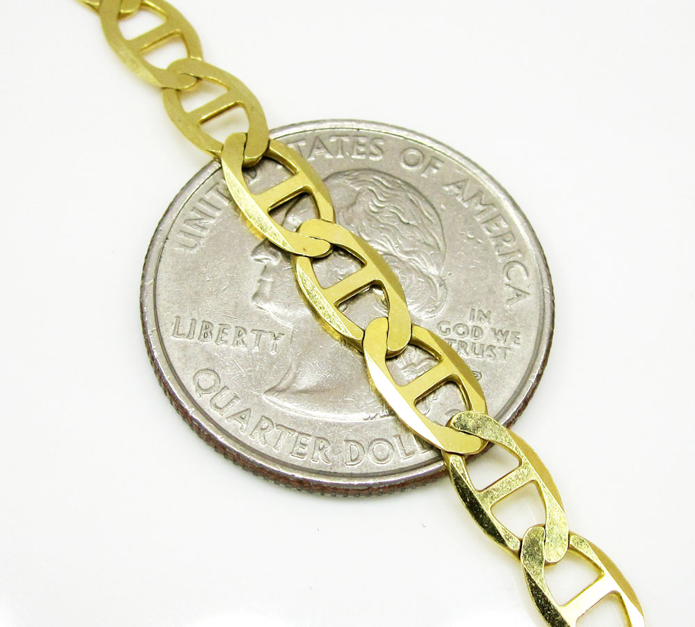 10k yellow gold solid mariner bracelet 8 inch 5.2mm
