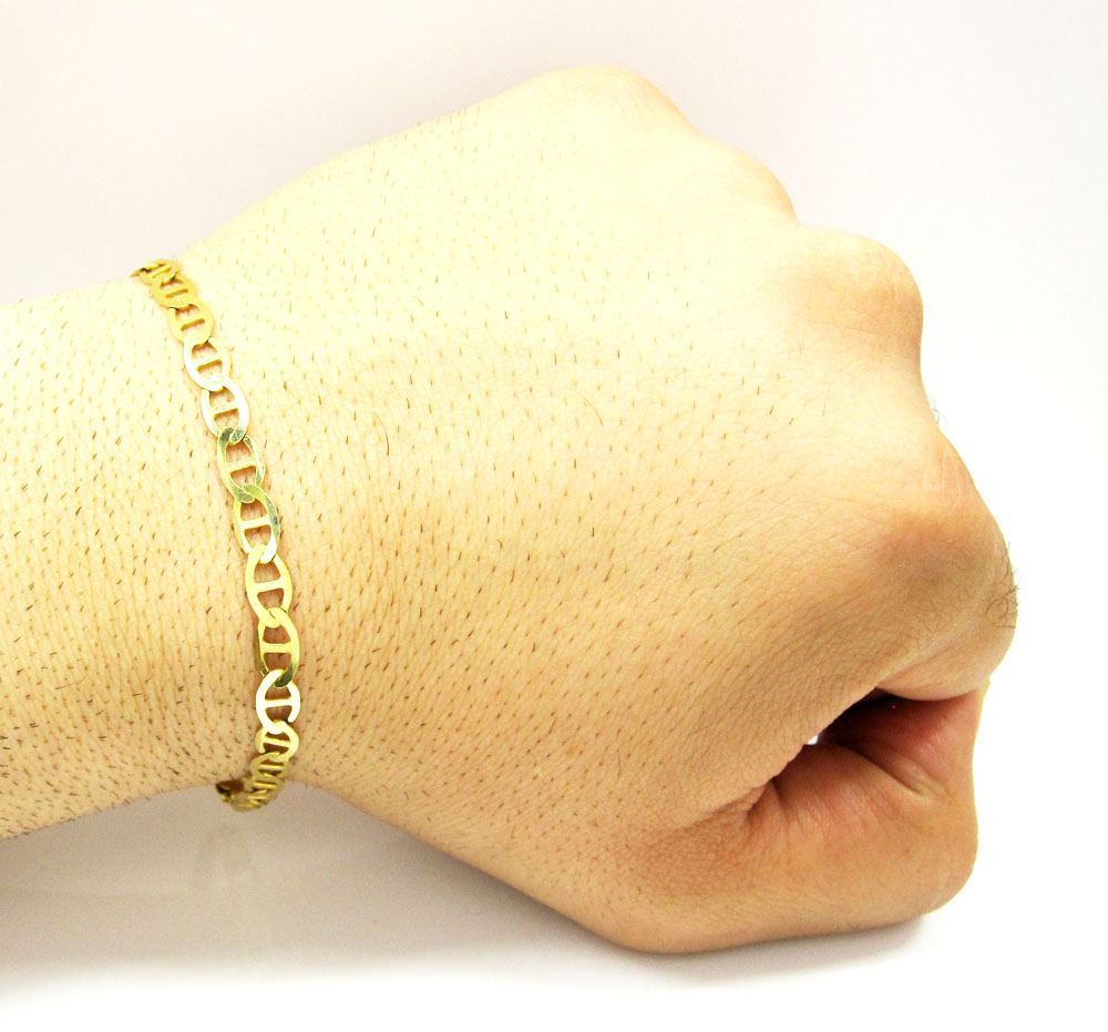 10k yellow gold solid mariner bracelet 8 inch 5.2mm
