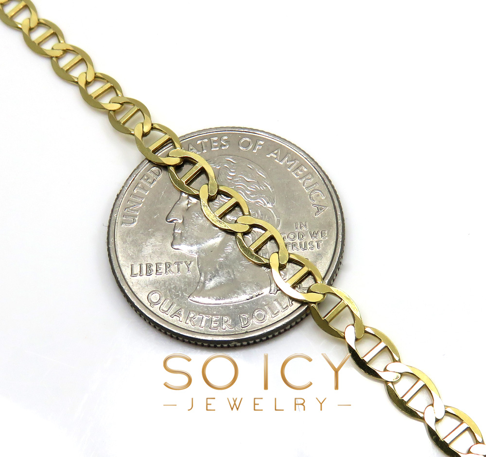 10k yellow gold solid mariner bracelet 8 inch 4.3mm