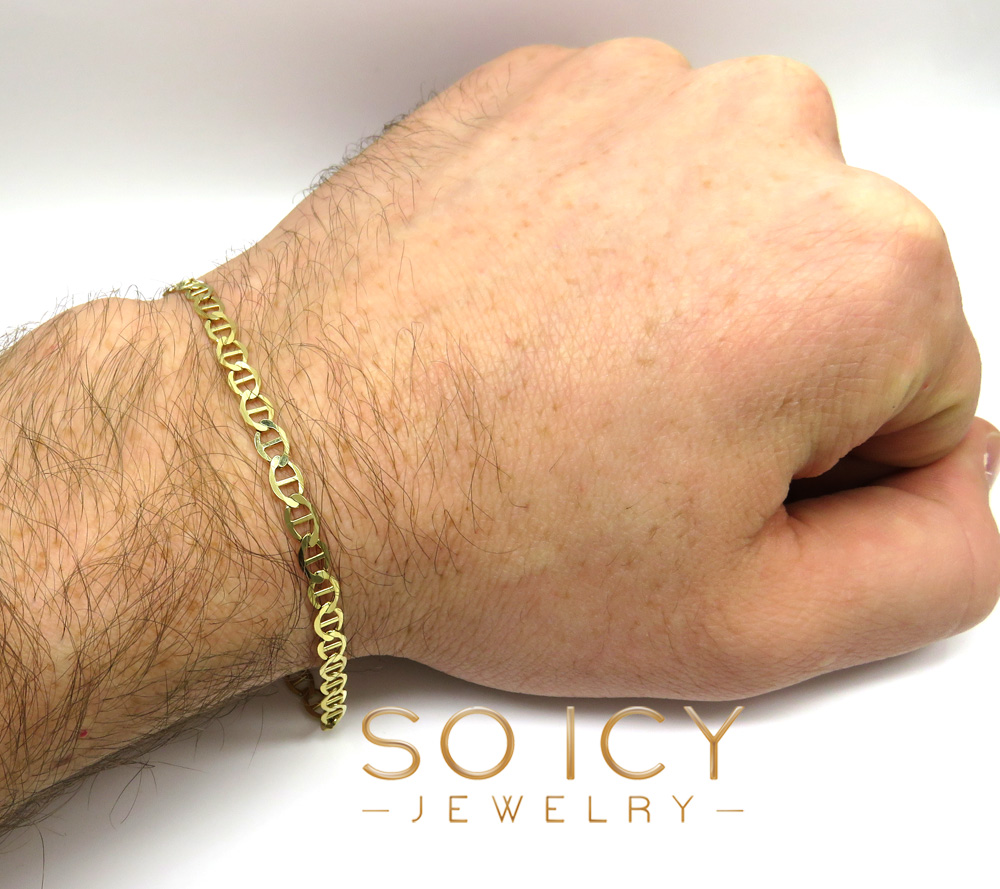 10k yellow gold solid mariner bracelet 8 inch 4.3mm - Image 3