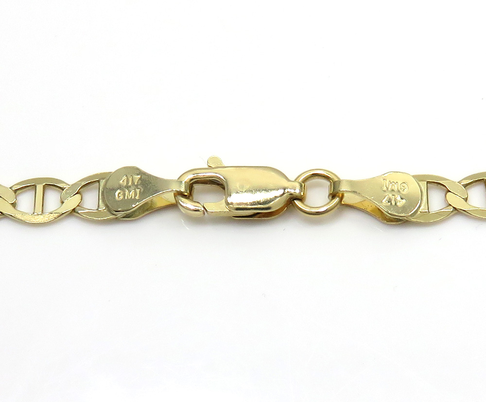 10k yellow gold solid mariner bracelet 8 inch 4.3mm - Image 4