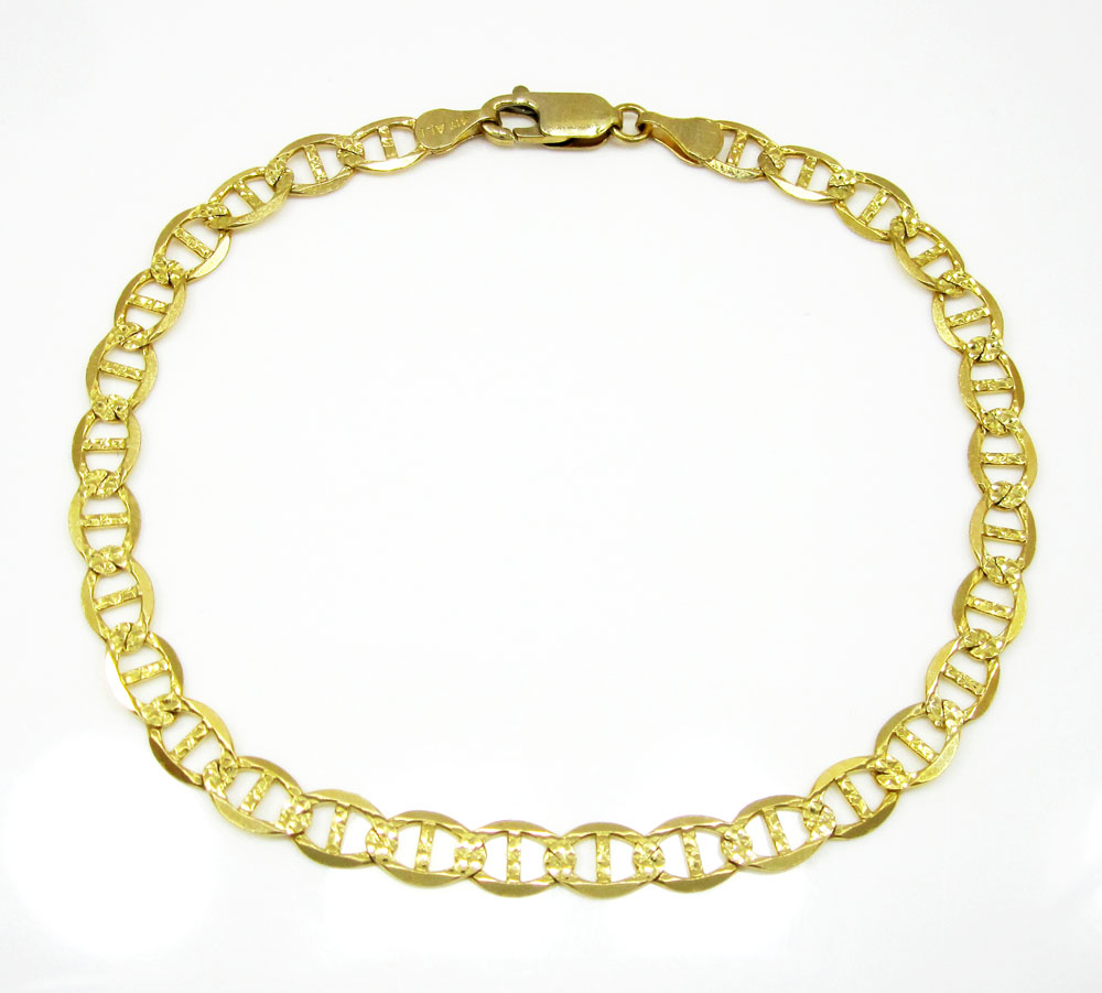 10k yellow gold solid diamond cut mariner bracelet 8.25 inch 5.2mm