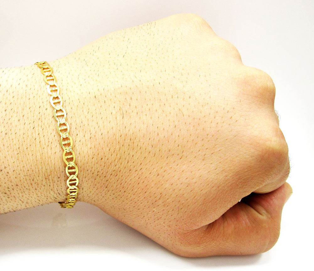 10k yellow gold solid diamond cut mariner bracelet 8.25 inch 5.2mm - Image 4