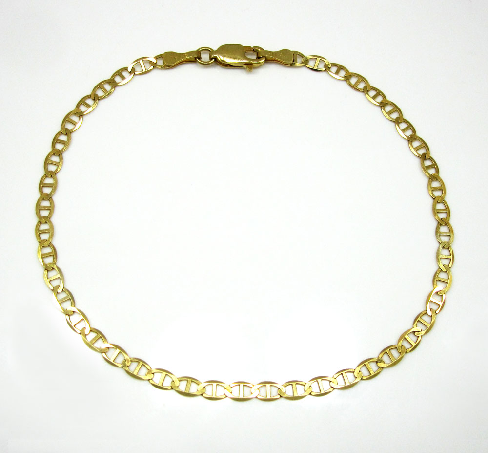 10k yellow gold solid mariner bracelet 8 inch 3mm - Image 2