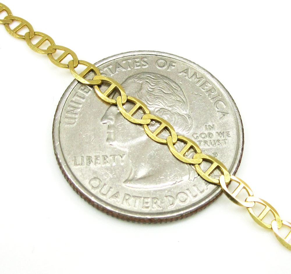 10k yellow gold solid mariner bracelet 8 inch 3mm - Image 3