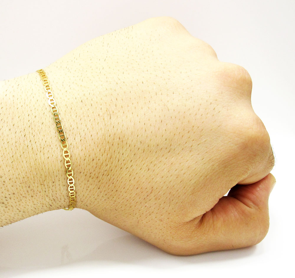 10k yellow gold solid mariner bracelet 8 inch 3mm - Image 4