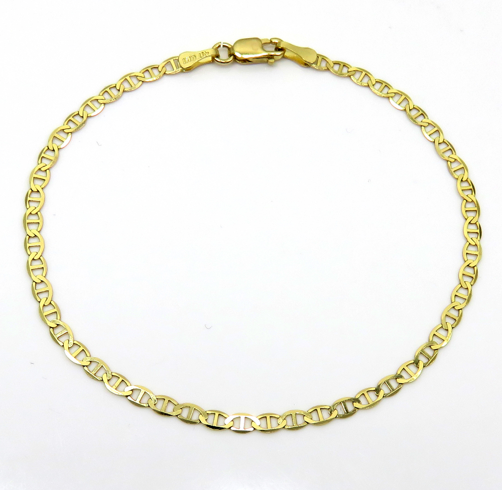 10k yellow gold solid mariner ladies or kids bracelet 7 inch 2mm