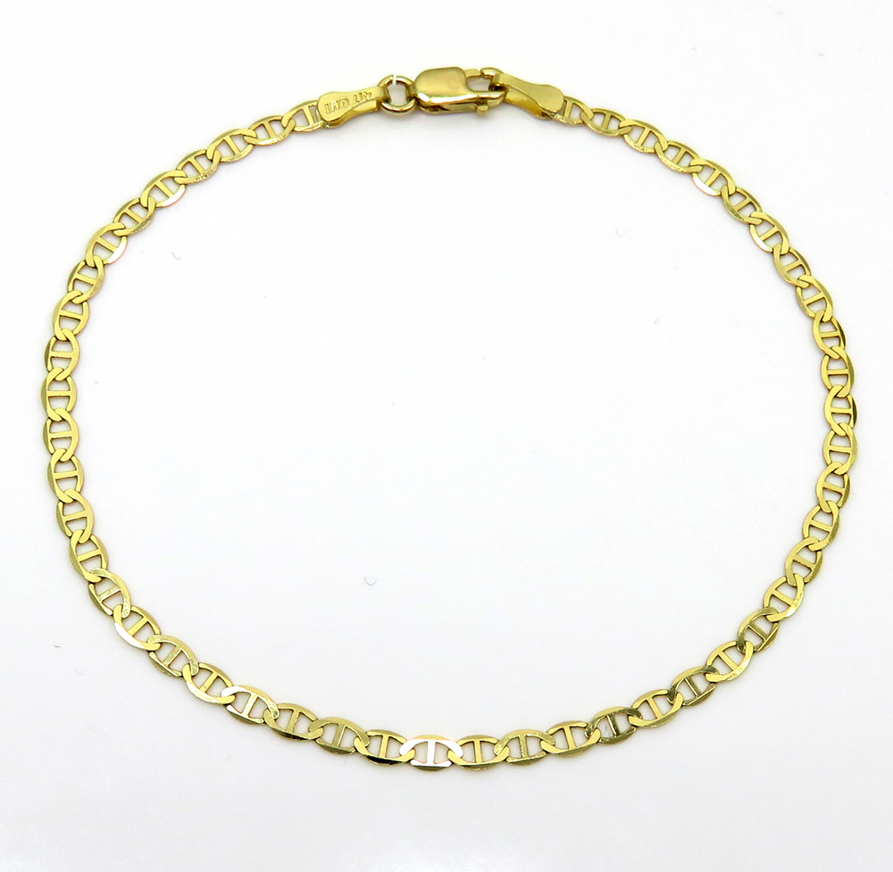 10k yellow gold solid mariner ladies or kids bracelet 7 inch 2mm - Image 2