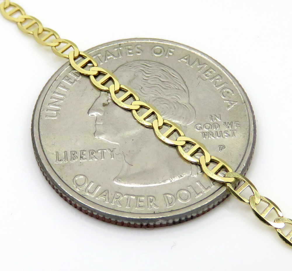 10k yellow gold solid mariner ladies or kids bracelet 7 inch 2mm - Image 3