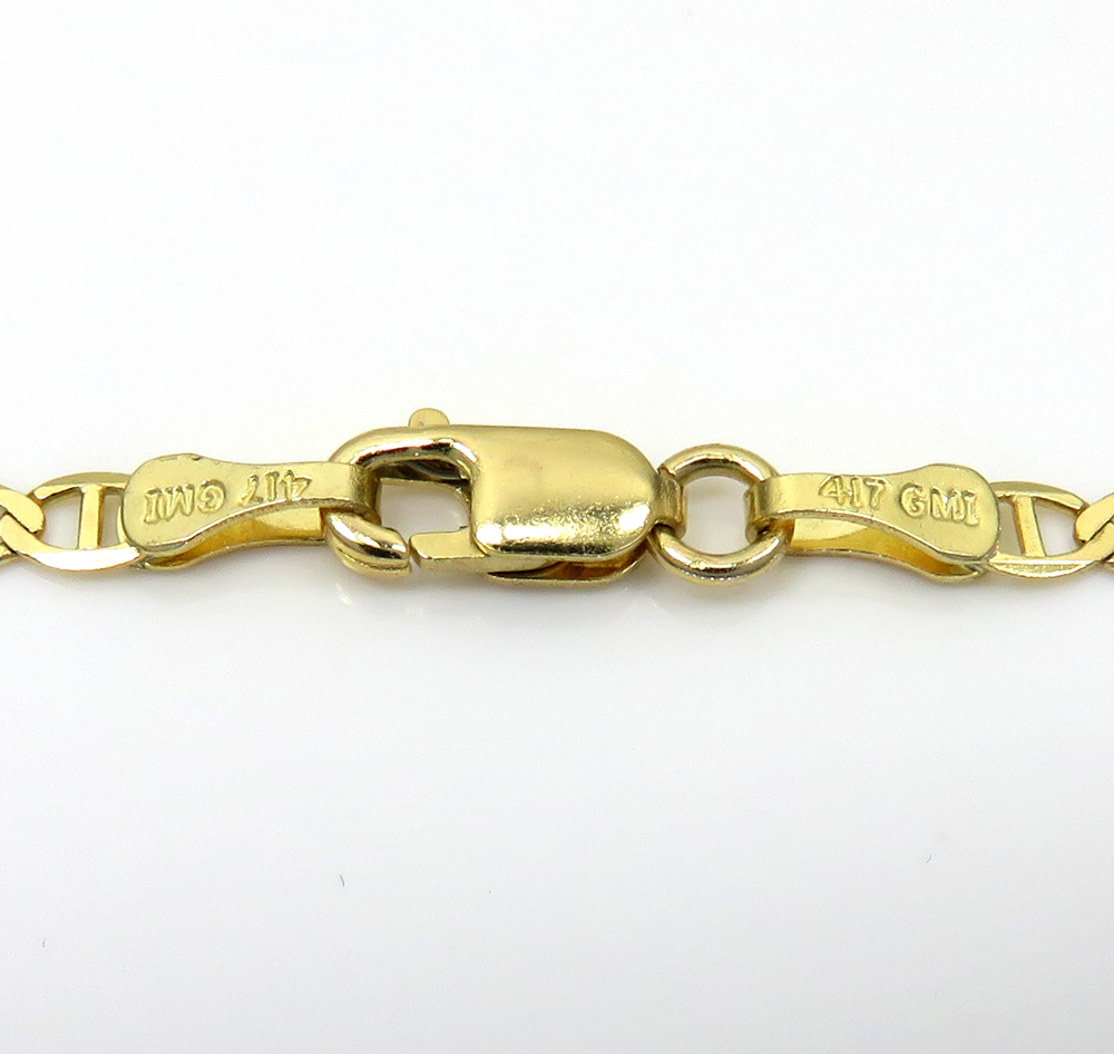 10k yellow gold solid mariner ladies or kids bracelet 7 inch 2mm