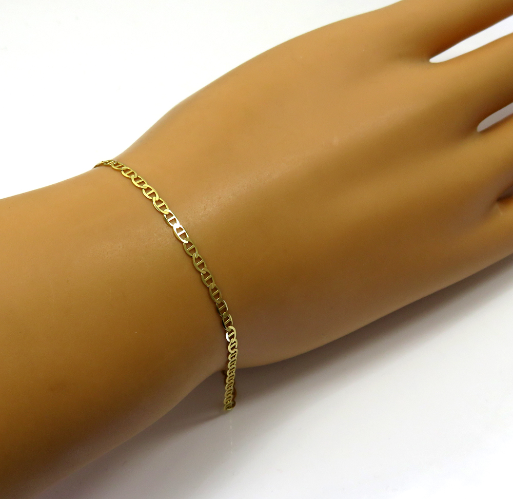 10k yellow gold solid mariner ladies or kids bracelet 7 inch 2mm