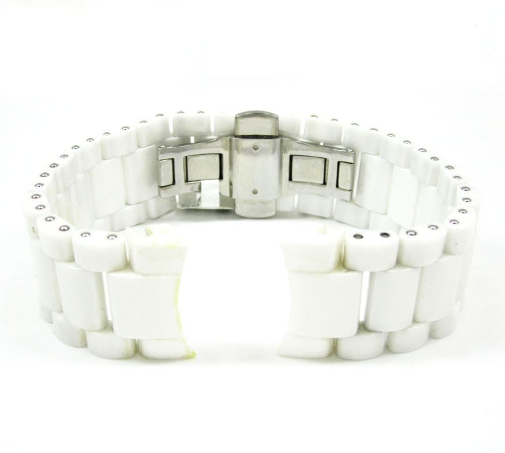 Multi link white ceramic kc watch band