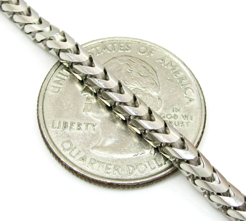 10k white gold solid franco link chain 24-30 inch 3.3mm