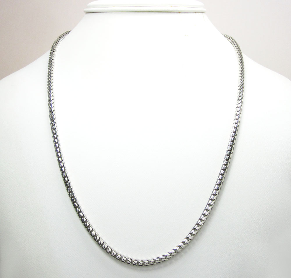 10k white gold solid franco link chain 24-30 inch 3.3mm